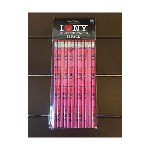 Licensed I Love NY Pencils 12 Pack (Pink)