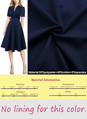 Image of VFSHOW Womens 2024 Business Work Office Pockets Belted Buttons Elegant Fit and Flare A-Line Dress