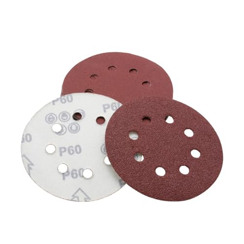 Akkerds 紙ヤスリ 粗目セット ミックス10枚入 5寸8孔 直径125MM (#80/#150/#240/#400/600#各2枚) 耐水ペーパー 木材 金属 ペンキ サビ バリ取り 汚れ落とし 荒磨き 下地磨き 仕上げ磨き ペーパー サンダー 削る