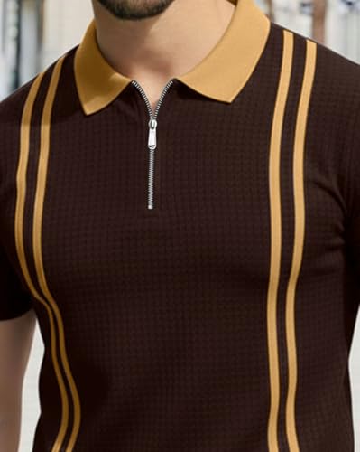 Image of AUSK Men Casual T-Shirt, Texture Printed Half Sleeve Tshirt for Mens, Polo Tshirt for Boys
