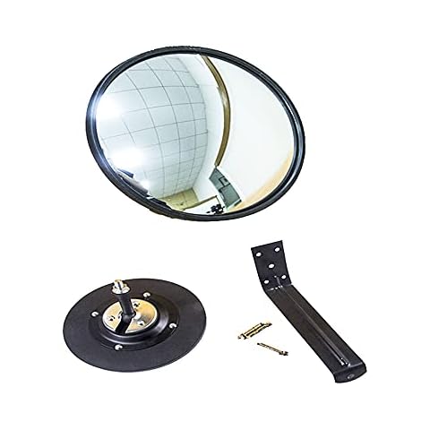 CNQLIS 8 Inch Convex Mirror Outdoor with Adjustable Wall Fixing Bracket,Driveway Mirror,Blindspot Traffic Mirror for Driveway Garage Park Outdoor Wide Angle View Curved Security Blind Spot Mirrors Cover