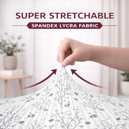 Image of STITCHNEST 'Contour Fit Series' Stretchable Printed Wooden Sofa Cover (Pack of 10) - Elastic Wooden Chair Cover | Wooden Sofa Seat Cover | Size - 20-21 x 20-21 x 3-5 in