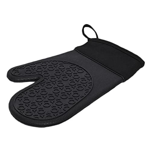 Mimo Style Luva de Silicone Preta com Tecido no Pulso, Suporta Temperaturas de Até 220ºC Sem Transferência de Calor e Sem Causar Ferimentos às Mãos