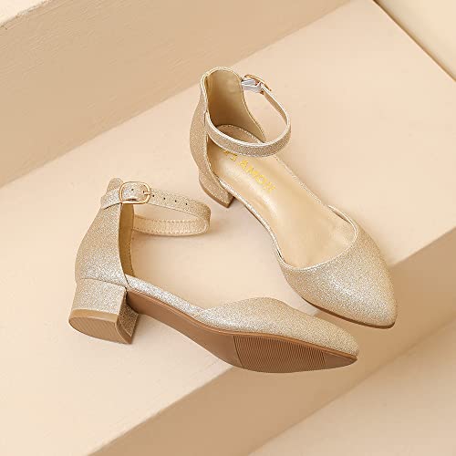 Image of Amoji Girls High Heels Kid Ankle Strap Dress Shoes Wedding Party for Little Kid Big Kid 412