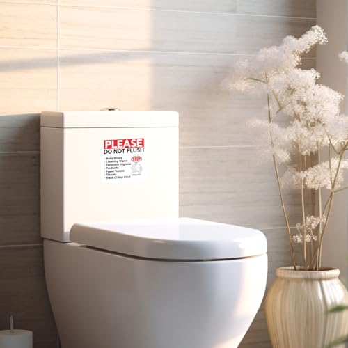 Image of Please Do Not Flush Stickers Vinyl Sign Inch Reminder for Toilet Bathroom Wall Home Public Restroom Self Adhesive Waterproof Decal 9Pcs Skateboard Car Water