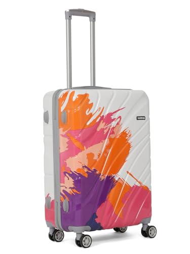 Image of Teakwood World Small 65 cm Check in Size Trolley Bag Polycarbonate 360 Degree 8 Wheels Luggage Bag with TSA Lock, Adjustable Handle Trolley Bags for Travel, Suitcase for Travel | Wave Pink