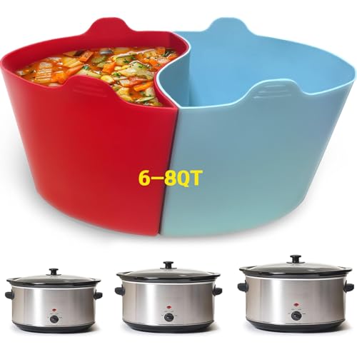 Silicone Slow Cooker Liners,Crock pot liners, Fit 6QT for Crockpot Liners,Magikichen Reusable Silicone Divider Insert Slow Cooker Liners,BPA-Free, Dishwasher Safe,Leakproof