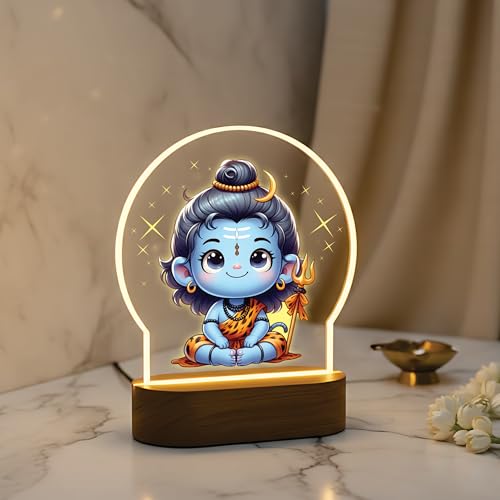 Image of Giftplease Divine Baby Shiva LED Desk Lamp - Warm Glow Spiritual Night Light - Cute Bal Shiva Table Decor for Pooja Room, Meditation Space, & Kids' Bedroom - Religious Gift & Home Accent GL 13