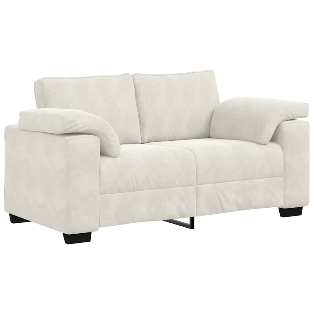 3-częściowy zestaw sof, kremowy aksamit, zestaw do salonu z fotelem, 2-osobowa i 3-osobowa sofa, wytrzymała rama drewniana, wygodna tapicerka, luksusowy design do domu