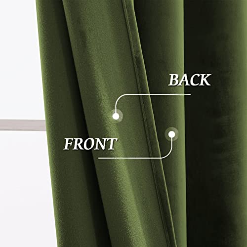 Image of RYB HOME Extra Long Velvet Curtains 102 inches for Sliding Patio Glass Door | Energy Saving, Theraml Privacy, UV Heat Blocking, for Living Room Bedroom Dining Room, Olive Green, W52 x L102, 2 Panels