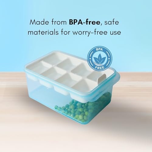 Image of LocknLock Freezer Fit 1.65 L Contianer with 45 ml (8) Cube Container | Airtight Stackable Food Storage for Meal Prep | Microwave & Dishwasher Safe | BPA Free Freezer Container with Lid