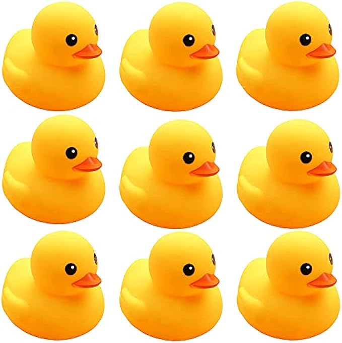 CICITOYWO Yellow Rubber Ducks, 10pcs Preschool Bath Toys Bathtub Floating Squeaky Duckies Gift for Baby Shower Infants Kids Toddler Party Decoration