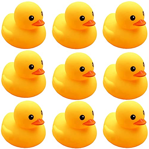 Yellow Rubber Ducks, 10pcs Preschool Bath Toys Bathtub Floating Squeaky Duckies Gift for Baby Shower Infants Kids Toddler Party Decoration