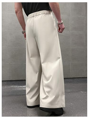 GORGLITTER Men's Wide Leg Dress Pants Zipper Fly Baggy Oversized High Waisted Casual Trousers with Pockets2