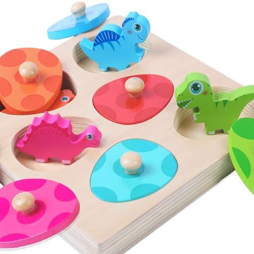 Image of Montessori Mama Montessori Toys for 1-3 Year Old Toddler Puzzle - Dual Layered Wooden Puzzles for Toddlers 1-3, Dinosaur Toy, Educational Toy for 2 Year Old