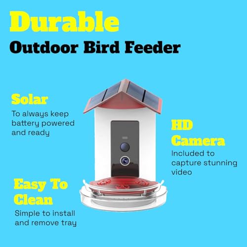Quick Setup Smart Solar Hummingbird Feeder with Camera 1080P 2MP High-Def and WiFi AI Bird Identification Birdfeeder, Ant Guard Moat, Squirrel Alarm, Removeable Tray, Identifies 10,000+ Birds by Trail Optics - Used condition - Image 8