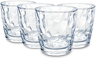 YINJOYI 300ml Clear Plastic Cups Tumblers Water Glasses Reusable Drinking Glassware for Kids Picnic Drinkware 4 Set