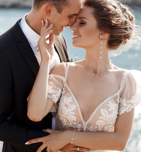 FUNRUN-JEWELRY-Pearl-Necklace-for-Women-14K-Gold-Plated-Pearl-Jewelry-Set-Adjustable-Pearl-Choker-Necklace-Bracelet-Pearl-Drop-Earrings-Dainty-Wedding-Pearl-Jewelry