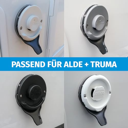 Manufaktur3D Kondenswasserablauf Kaminschild Ablauf für Deckel Kamindeckel Kaminabdeckung Abgaskamin der Heizung an Wohnmobil Caravan (Typ Truma, Schwarz)