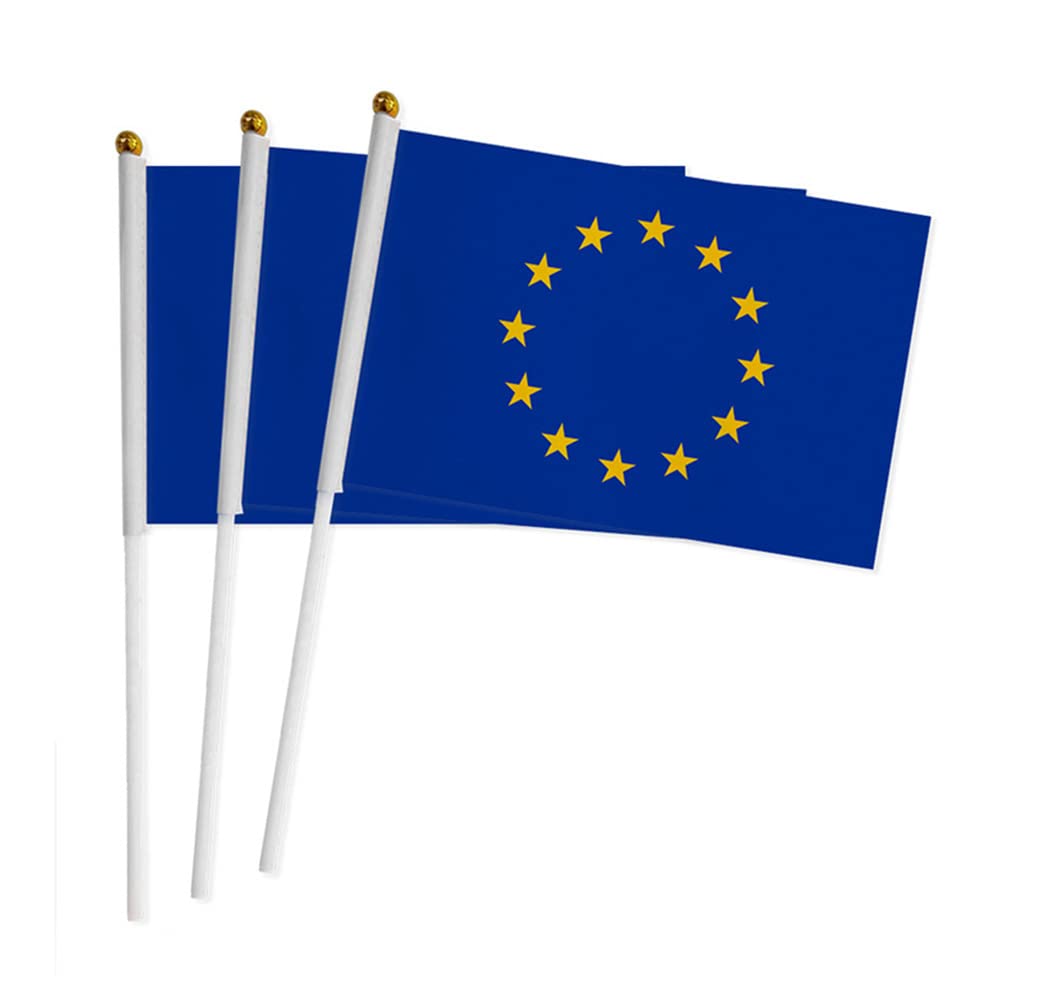 U24 50 Bandierine Per Stuzzicadenti Europa, Mini Bandiere Su Stecco, 4x3 Cm, Altezza 8 Cm, Produzione Tedesca