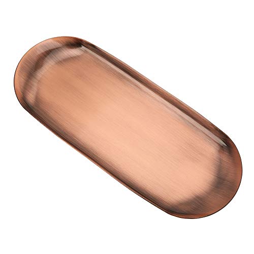 Dioche Plateau en acier inoxydable, or rose, grand plateau de rangement ovale en acier inoxydable 430 pour bougies d'aromathérapie, organisateur pour fruits...