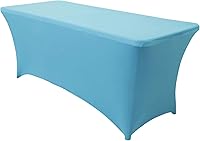Vista 35 de Obstal Funda de mesa de elastano elástica de 4 pies para mesas plegables estándar, paquete de 2 manteles rectangulares universales ajustables