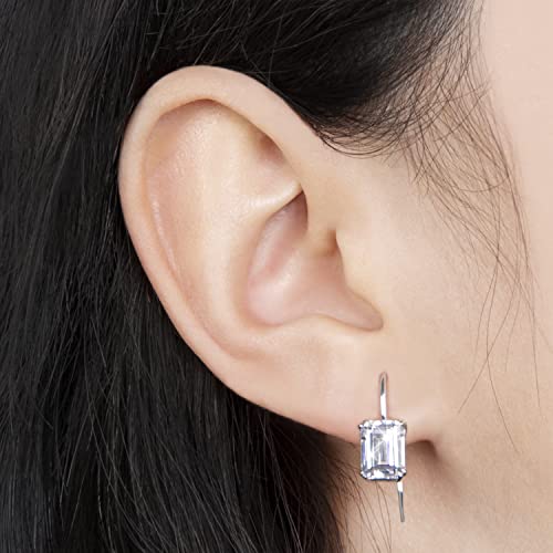 6Cttw Sona Diamond Earrings In Sterling Silver | Sona Diamond Earrings Asscher Cut | Solid Silver Clear High Carbon Diamond Drop Earrings| Sona Drop Earrings For Women And Men | Earring Set| Earrings For Women & Men | Sterling Silver Earrings #TOP4