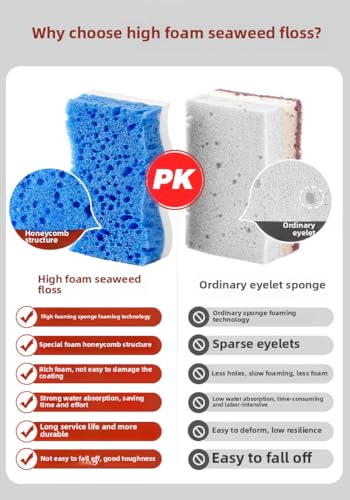 Image of Ampang Wave-Shaped Scrub Sponges for Kitchen Cleaning - Nano Sponge & High-Foam Seaweed Cotton, Non-Scratch, Dishwasher Safe, Ideal for Washing Dishes & Daily Household Tasks (5, Blue)
