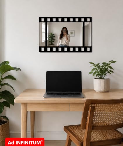 Image of AD INFINITUM Multilayer Wooden Wall Art With Mirror Hanging Decor for Contemporary Home, Bedroom, Living Room, Office etc., (Film Negative)