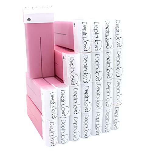 DEPILNUOVA - 24 Cartuchos Roll On de 100 ml universal. Cera Depilatoria Tibia. Cera profesional de Rosa para depilación con bandas depilatorias. Depilación de piernas axilas y cuerpo.