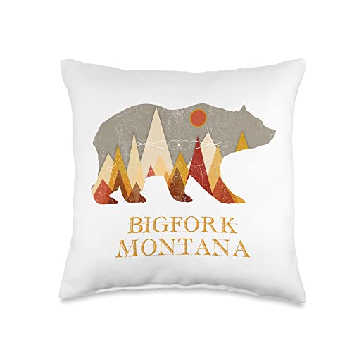 Bigfork Montana Grizzly Bear Throw Pillow