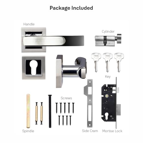 Image of Yale YECM-603-OR-TT-SS /CP Mortise Door Lock for Bedroom /Home /Office /Hotel Suitable for Left /Right Handed Doors | Rose & Escutcheons with Thumb Turn, 3 Keys Cylinder and Lock Body (Satin Steel)