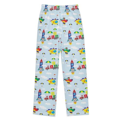 ZZXXB Rocket Aircraft Boys Long Pants Soft Trousers Elastic Waist Kids Lounge Bottoms with Pockets S-XL