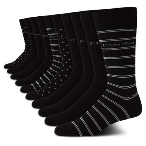 Calvin Klein Mens Dress Socks - 10 Pack Comfort Stretch Breathable Crew Socks for Men for Casual and Formal Wear (Size 7-12)