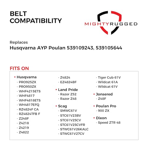 Image of 539109243 Deck Belt Replacement for Husqvarna, Length 136 inch, Heavy-Duty, Durable, Aramid Cord Belt Replaces 954-04083, 754-04083 for Husqvarna PRO925ZX, Razor Z52, Z248F, WHF4817, Z4824, Z4219, SMWC61V