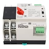 SIXRUN Automatischer Transferschalter, 2P Dual Power Transfer Switch AC220V mit Flammhemmendem PC-Gehäuse, Silberne Kontakte, Schienenmontage für Generator-Verteilerkasten, Notstrom (63A)