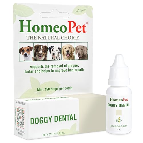 Homeopet Doggy Dental - 100% Natural Pet Medicine. For Healthy Teeth, Gums And Breath. Plaque Build-Up, Tartar & Bad Breath. No Brushing Required - 15