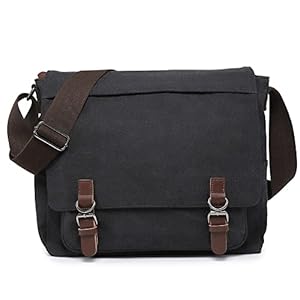 Large Vintage Canvas Messenger Shoulder Bag Travel Crossbody Purse Briefcase Business Bag for 15inch Laptop