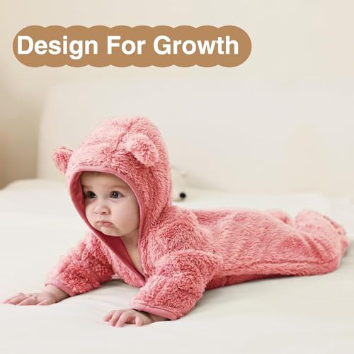 Newborn Baby Bear Outfit Infant Girls Boys Fleece Snowsuit Winter Warm Hooded Jumpsuit Romper Outwear Clothes 0-12Months2