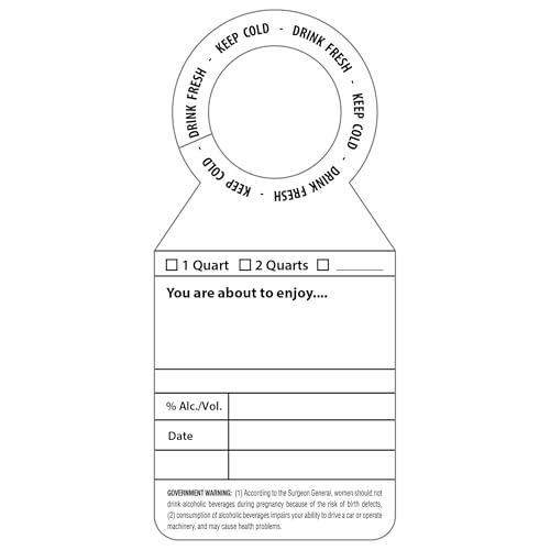100 Pieces Beer and Alcohol Growler Tags with Government Warning – 5.5 x 2.5 Inch Paper Hanging Labels, Double-Sided Reusable Fill-in-The-Blank Neck Tags for Kegs, Home Brewing, Bars and Breweries