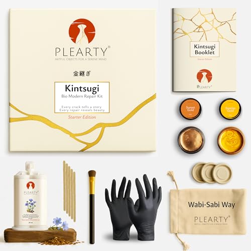 PLEARTY Kintsugi Repair - Starter Edition - Kit Linseed Resin Food-Safe Dishwasher Proof Eco-Friendly and Durable Kintsugi Kit Materials - Beginner Friendly