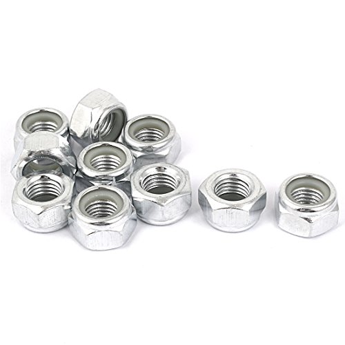 uxcell M12x1.5mm Zinc Plated UNF Self-Locking Nylon Insert Hex Lock Nut 10pcs