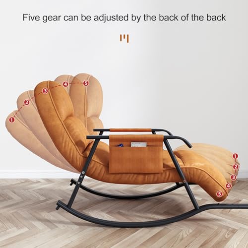 Adjustable Rocking Chair Water Resistant Fabric,Folding Rocking Recliner Chair Nursery with Side Pocket & Adjustable High Back,440Lbs Support,Modern Rocker Chairs for Living Room Bedroom Offices (Col