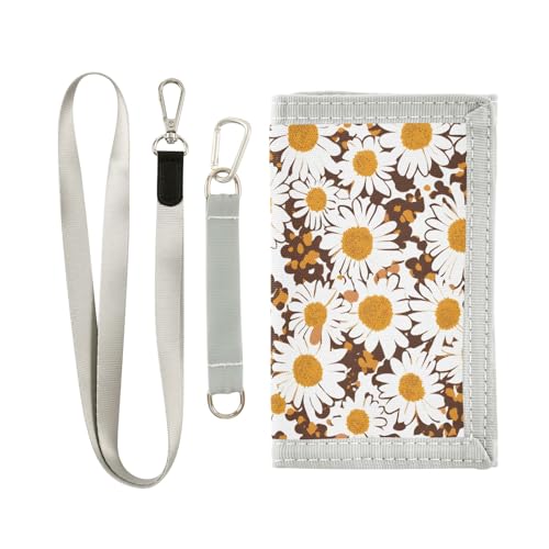 ALAZA Kids Wallets for Boys Girls Toddler Trifold Wallet Children Small White Daisy Flower Leopard with Zipper Coin Pocket