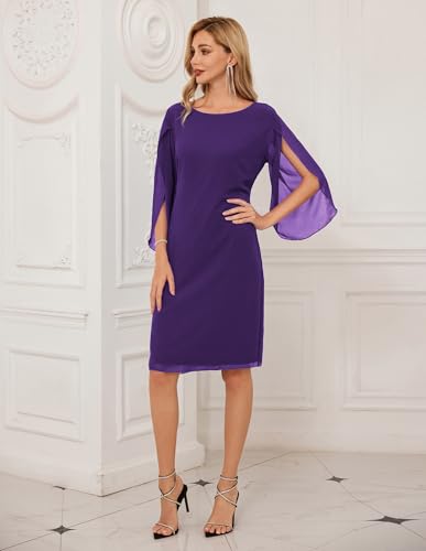 Image of GRACE KARIN Womens Formal Wedding Guest Dress 2026 Chiffon Cocktail Dress Mother of the Bride Dresses Midi Fashion Clothing
