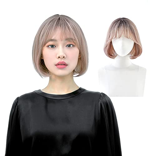 Perruque synthétique courte pour volume immédiat et look K-pop sans effort