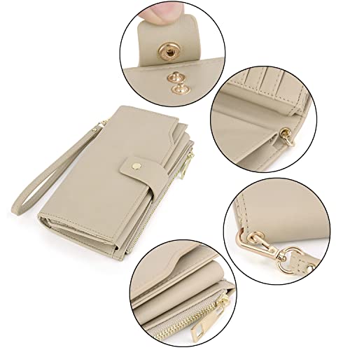 Image of UTO Wallet Women Vegan Leather Wristlet Snap Long Purse Credit Card Holder Elegant Clutch