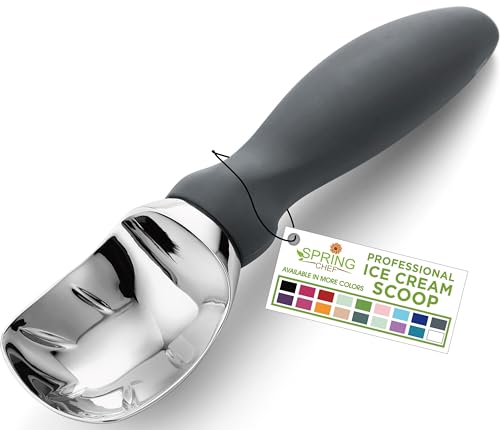 Image of Spring Chef Heavy Duty Metal Ice Cream Scoop with Soft Grip Handle, Gray