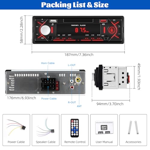 Radio de coche Bluetooth multimedia single DIN miniatura 6