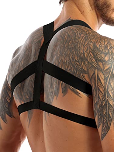 YiZYiF Mens Adults Double Shoulder Straps Elastic Chest Muscle Harness Belt Costume3